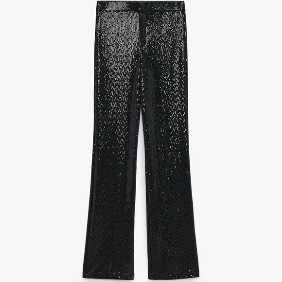 Zara Trendy Shimmery Full-Length Flared Pants - Picture 6 of 8